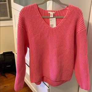 H&M Pink Cable Knit sweater NWT